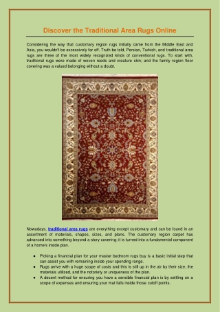 Discover the Traditional Area Rugs Online