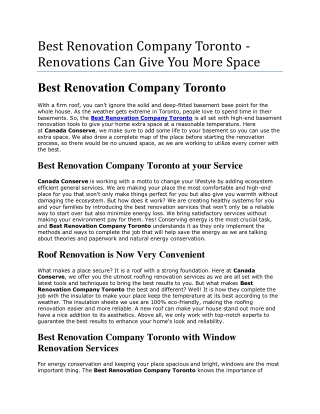 Best Renovation Company Toronto - Renovations Can Give You More Space