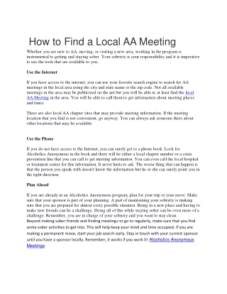 Local AA Meetings