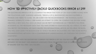 Some easy methods to rectify QuickBooks Error 6129