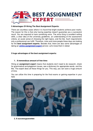 5 Advantages Of Hiring The Best Assignment Experts