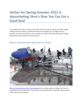 Airfare for Spring Summer 2022 is skyrocketing Here How You Can Get a Good Deal