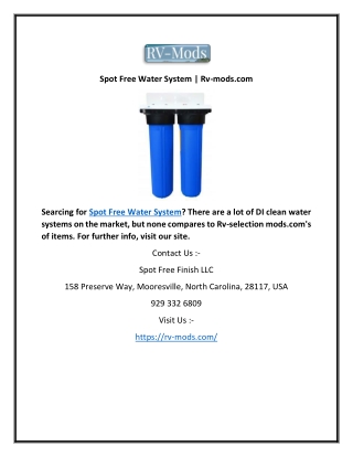 Spot Free Water System | Rv-mods.com