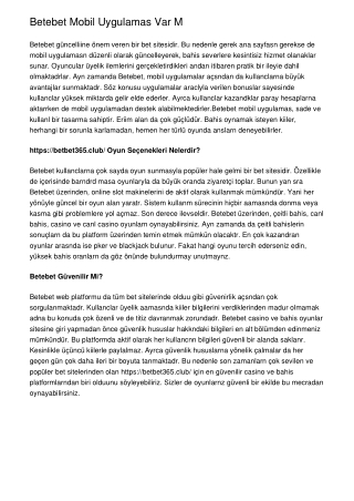 Betebet Mobil Uygulaması Var Mı