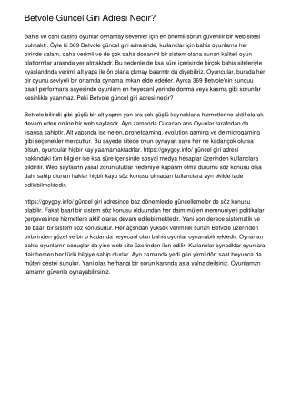 Betvole Güncel Giriş Adresi Nedir?