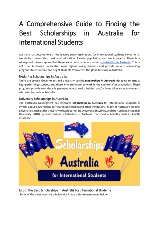 Finding the Best Scholarships in Australia for International Students
