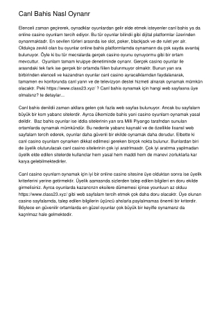 Canlı Bahis Nasıl Oynanır