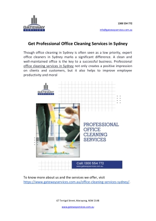 Get Professional Office Cleaning Services in Sydney