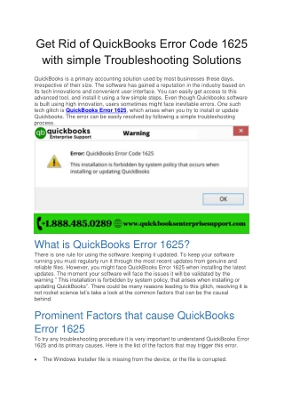 Get Rid of QuickBooks Error Code 1625 with simple Troubleshooting Solutions