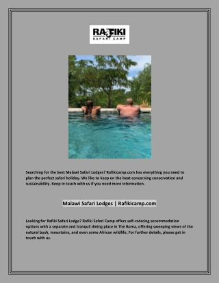 Malawi Safari Lodges | Rafikicamp.com