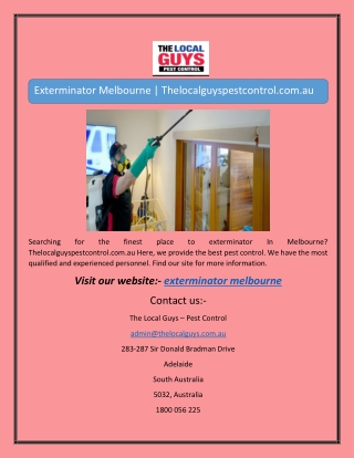 Exterminator Melbourne | Thelocalguyspestcontrol.com.au