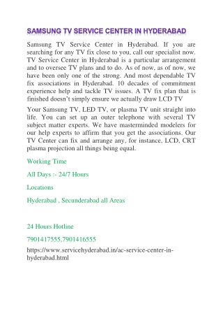 Samsung TV Service Center in Hyderabad