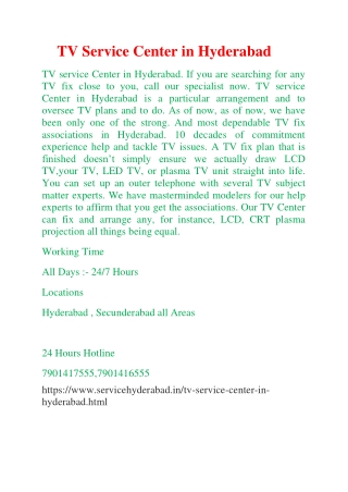 TV Service Center in Hyderabad