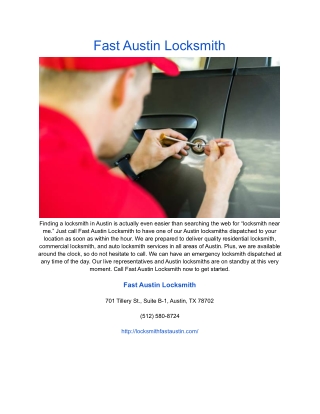 Fast Austin Locksmith