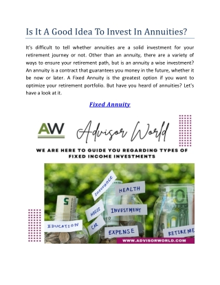 Fixed Annuity | Advisor World