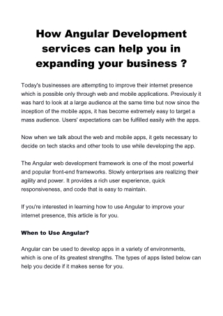 How Angular Development services can help you in expanding your business?