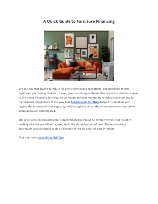 A Quick Guide to Furniture Financing
