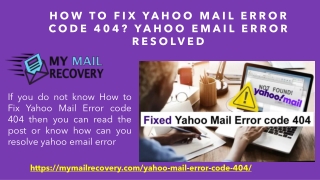 How to Fix Yahoo Mail Error code 404