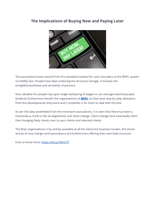The Implications of Buying Now and Paying Later