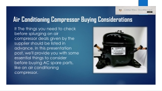 Air Conditioning Compressor Buying Considerations