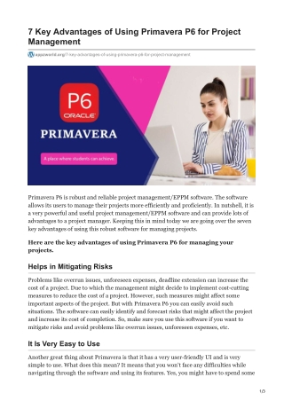 7 Key Advantages of Using Primavera P6 for Project Management
