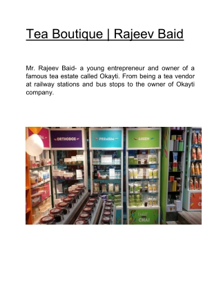 Tea Boutique | Rajeev Baid