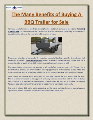 The Many Benefits of Buying A BBQ Trailer for Sale