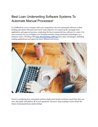 Best Loan Underwriting Software Systems To Automate Manual Processes