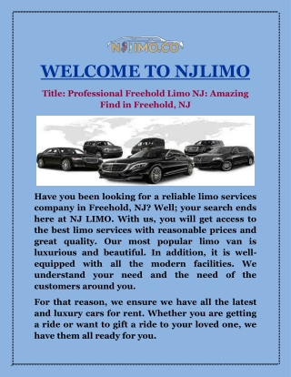 Professional Freehold Limo NJ: Amazing Find in Freehold, NJ