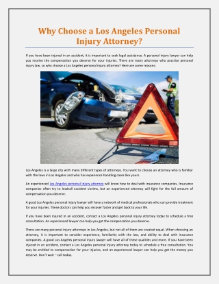 Why Choose a Los Angeles Personal Injury Attorney?