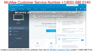McAfee Customer Service Number  1(800) 886 0140