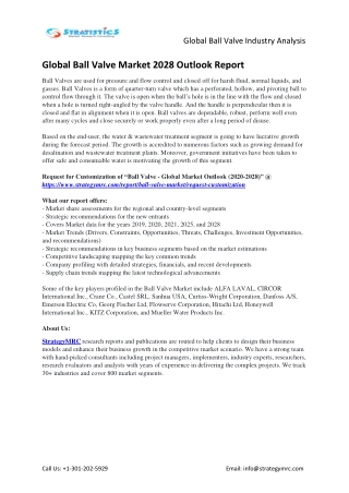 Global Ball Valve Industry Report Key Players Analysis