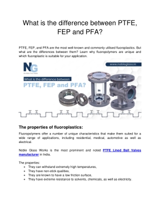 What is the difference between PTFE, FEP and PFA