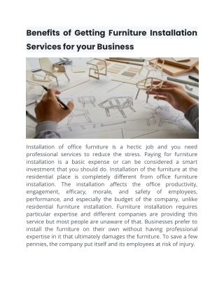 Benefits of Getting Furniture Installation Services for your Business