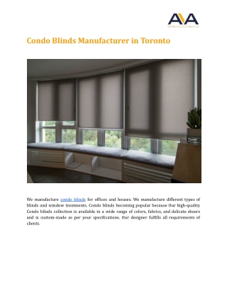 Condo Blinds Manufacturer in Toronto - Ava Window Fashions