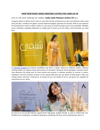 SHOP NOW READY MADE PAKISTANI CLOTHES FOR LADIES IN UK