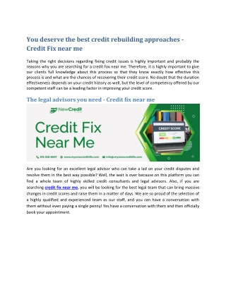You deserve the best credit rebuilding approaches