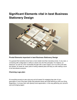 Significant Elements vital in best Business Stationery Design