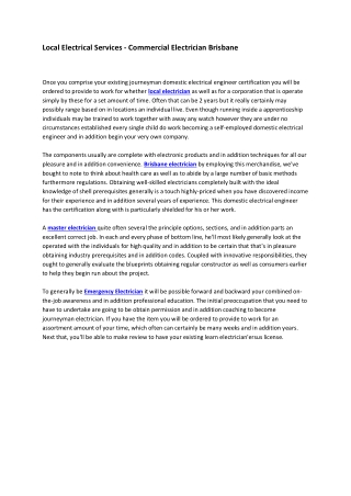 Local Electrical Services - Commercial Electrician Brisbane
