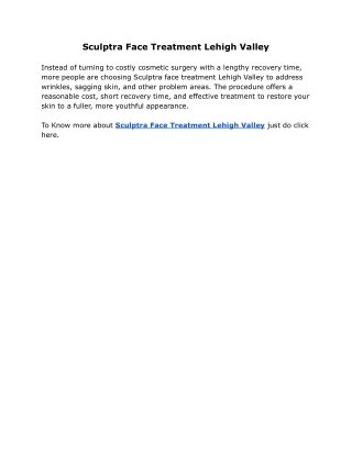 Sculptra Face Treatment Lehigh Valley