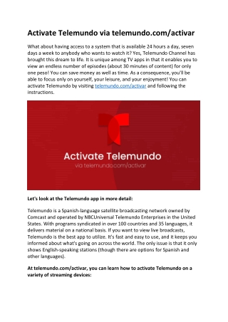 Activate Telemundo via telemundo