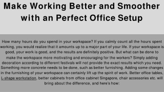 Make Working Better and Smoother with an Perfect Office Setup