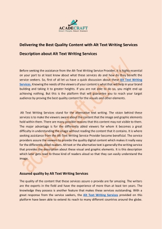 Delivering the best quality content with Alt Text Writing Services
