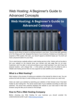 Web Hosting_ A Beginner's Guide to Advanced Concepts