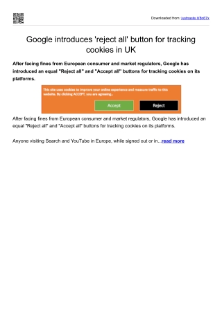 Google introduces 'reject all' button for tracking cookies in UK