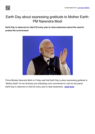 Earth Day about expressing gratitude to Mother Earth-PM Narendra Modi