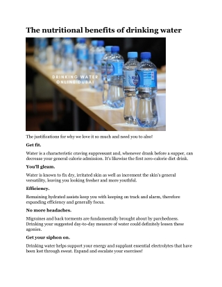 The nutritional benefits of drinking water