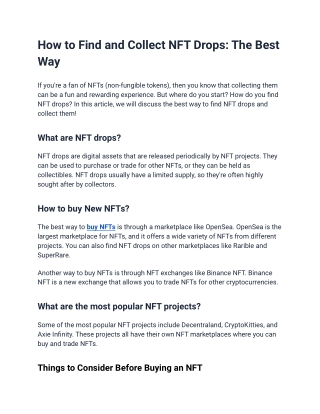 How to Find and Collect NFT Drops: The Best Way