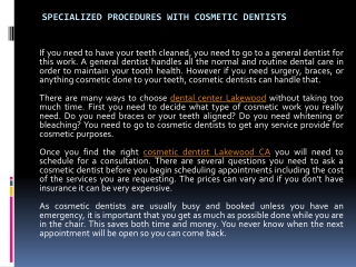 Cosmetic Dentists - procedures