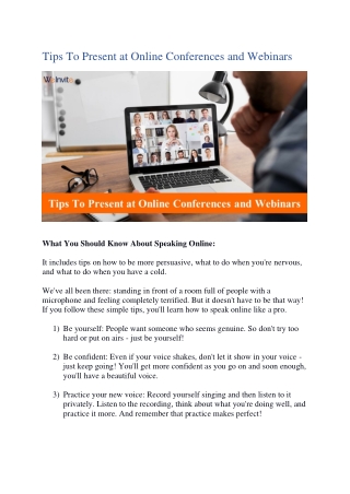 Best Tips To Present at Online Conferences and Webinars